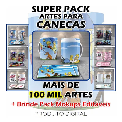 Super Pack Arte Canecas Estampas Sublimação + De 25000 Artes